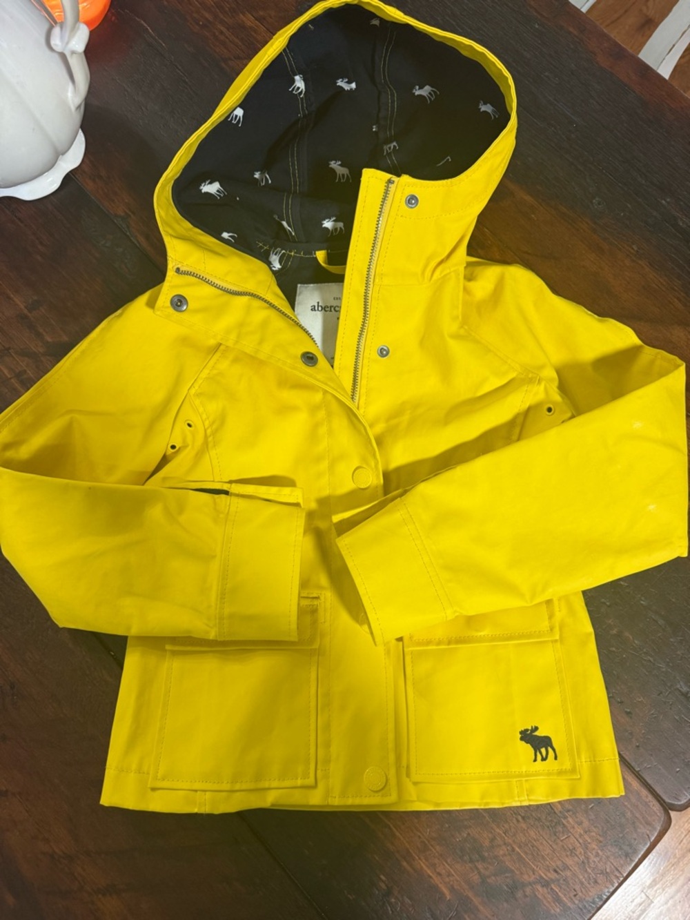 Abercrombie & Fitch Bright Yellow Kids Hooded Raincoat